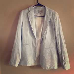 Light blue blazer with small white stripe design